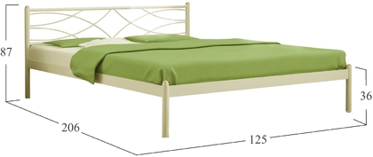 Кровать Экзотика 120х200 Бежевая/Металлическое основание